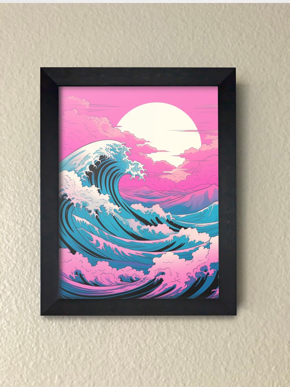 Framed Japanese Painted Waves Wall Art Print – Great Wave Aesthetic